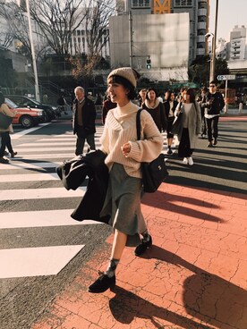「a fadのアイテム」を使った、kiki謝琦琦さん（レディース・164cm）の冬コーディネート