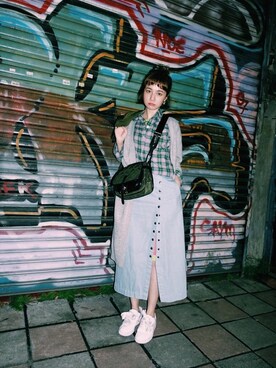 「a fadのアイテム」を使った、kiki謝琦琦さん（レディース・164cm）の春コーディネート