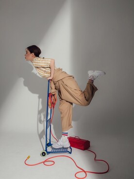 「maturely（マチュアリー）のアイテム（オールインワン・サロペット）」を使った、kiki謝琦琦さん（レディース・164cm）の春コーディネート