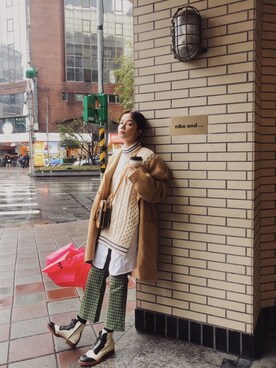 「mintdesigns（ミントデザインズ）のアイテム（シューズ）」を使った、kiki謝琦琦さん（レディース・164cm）の冬コーディネート