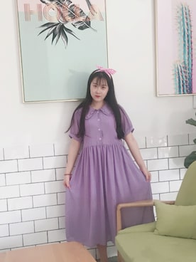 「cheesedayのアイテム（ワンピース、パープル系）」を使った、Mizuki_Chloeさん（レディース・161cm）の夏コーディネート