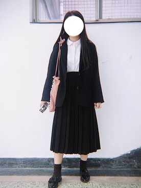「no brand（ノーブランド）のアイテム（スカート、ブラック系）」を使った、Mizuki_Chloeさん（レディース・161cm）の夏コーディネート