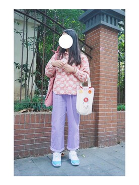 「TYAKASHAのアイテム（シャツ/ブラウス、レッド系）」を使った、Mizuki_Chloeさん（レディース・161cm）の夏コーディネート
