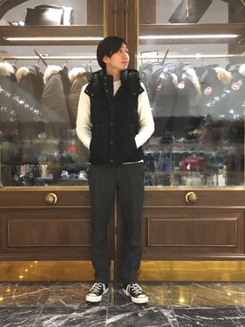 「NANO universe（ナノユニバース）のアイテム（ダウンベスト）」を使った、nano・universe 梅田 STAFFさん（メンズ・178cm）の秋コーディネート