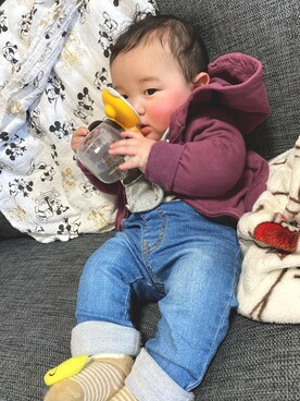 「combimini（コンビミニ）のアイテム（パンツ）」を使った、Gakuさん（キッズ・60cm）の春コーディネート
