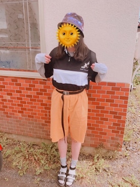 「GU（ジーユー）のアイテム（シャツ/ブラウス、ブラック系）」を使った、ゆさん（レディース・168cm）の冬コーディネート