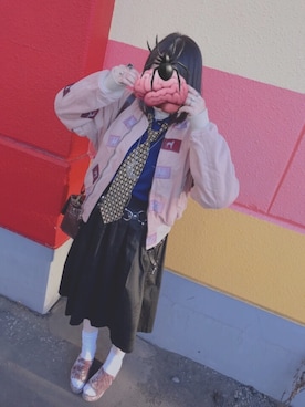 「GU（ジーユー）のアイテム（スカート、ブラック系）」を使った、ゆさん（レディース・168cm）の冬コーディネート