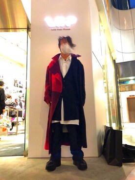 「Yohji Yamamoto（ヨウジヤマモト）のアイテム（その他アウター）」を使った、やねさん（メンズ・173cm）の秋コーディネート