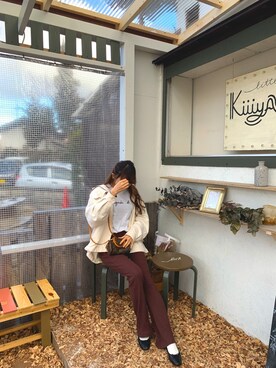 「アニエスベー」｜「アイテム（その他アウター）」を使った、kasumiさん（レディース・156cm）の春コーディネート