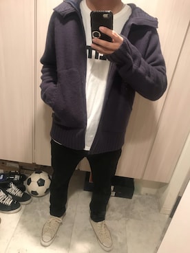 「ADDICT（アディクト）のアイテム（その他アウター）」を使った、らくさん（メンズ・174cm）の冬コーディネート