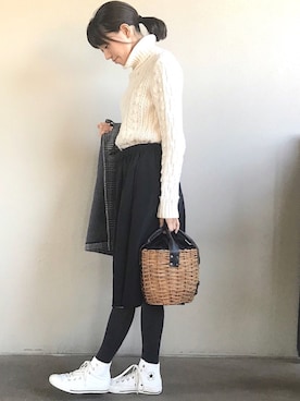 「グレンチェック」｜「アイテム（ダッフルコート）」を使った、Mai𖥧さん（レディース・161cm）の冬コーディネート