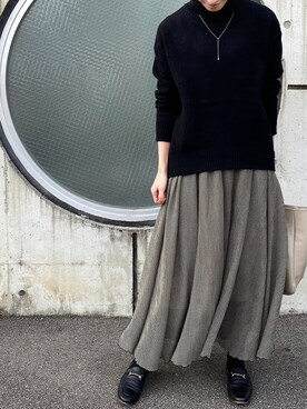 「IENA LA BOUCLE（イエナラブークル）のアイテム（スカート）」を使った、Mai𖥧さん（レディース・161cm）の冬コーディネート