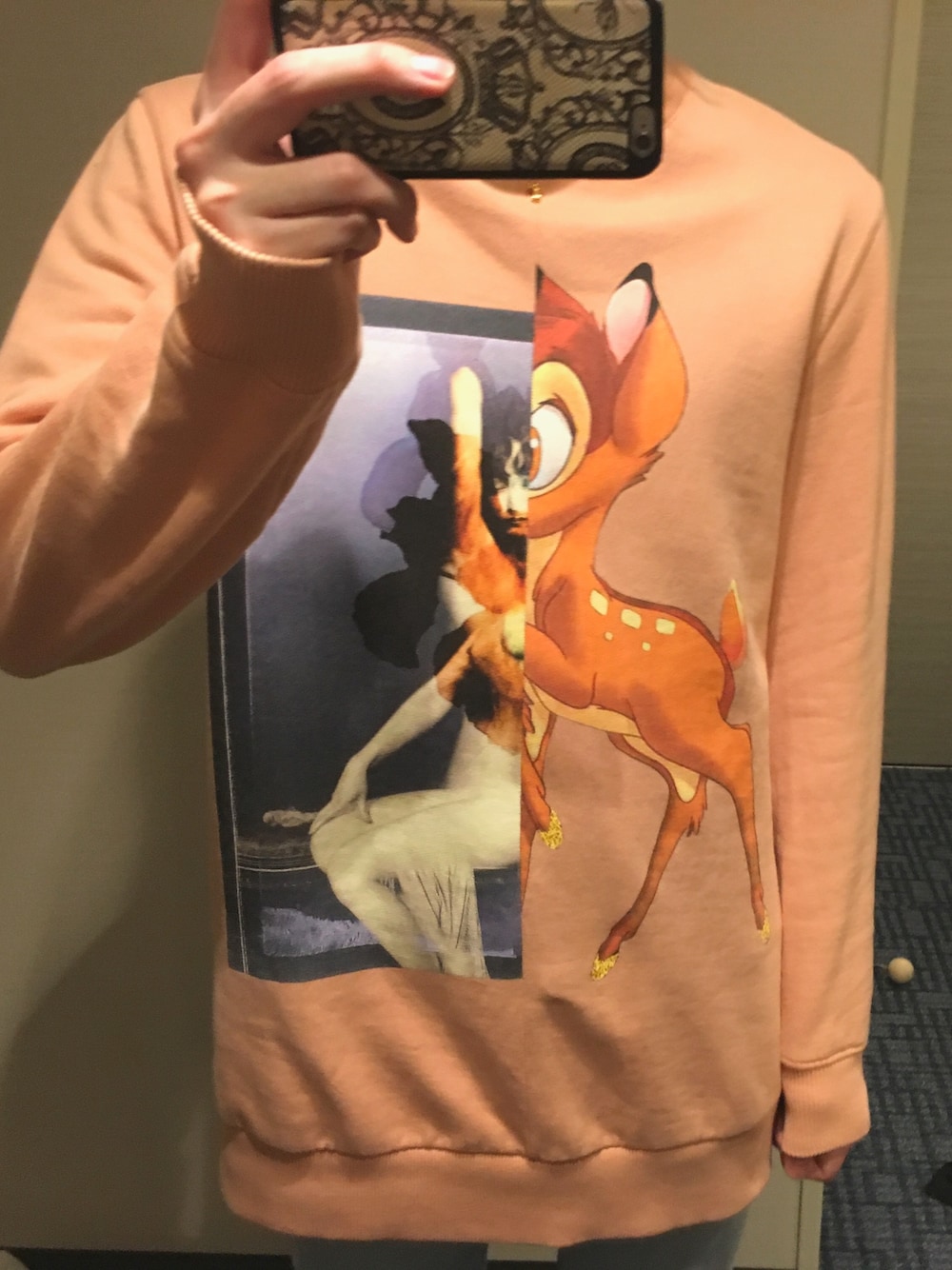 「はるコーデ、スキニー、ピンク、春コーデ、春、GIVENCHY、バンビ」｜「GIVENCHYのアイテム（スウェット、ピンク系）」を使った、Rikiya_さん（メンズ・171cm）の冬コーディネートの1枚目の写真