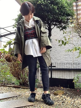 「中田クルミ」｜「アイテム（その他アウター）」を使った、サトウナナミさん（レディース・154cm）の秋コーディネート