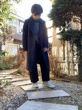 「LEPSIM（レプシィム）のアイテム（チェスターコート）」を使った、サトウナナミさん（レディース・154cm）の冬コーディネート