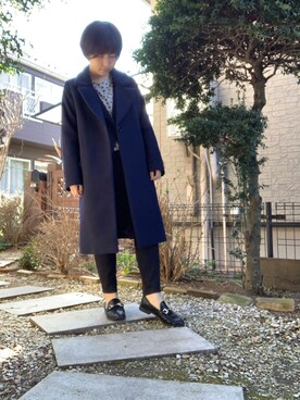 「LEPSIM（レプシィム）のアイテム（チェスターコート）」を使った、サトウナナミさん（レディース・154cm）の冬コーディネート
