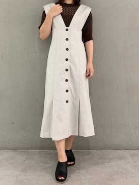 「アイテム（トップス、ブラウン系）」を使った、miinsjさん（レディース・158cm）の春コーディネート