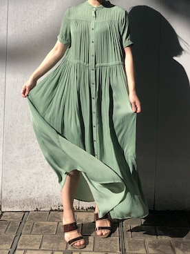「STUDIOUS（ステュディオス）のアイテム（シャツワンピース）」を使った、miinsjさん（レディース・158cm）の春コーディネート