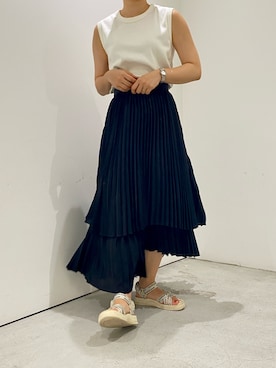 「CLANE（クラネ）のアイテム（スカート）」を使った、miinsjさん（レディース・158cm）の夏コーディネート