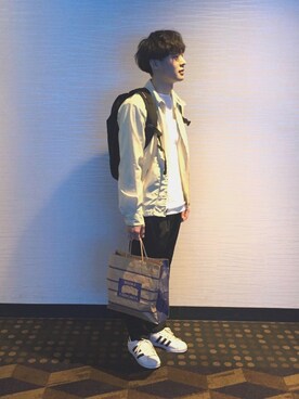 「RAGEBLUE（レイジブルー）の＜トレンドのロング丈＞ワッフルロングカットソー/733404（Tシャツ/カットソー）」を使った、まつうーらさん（メンズ・173cm）の春コーディネート