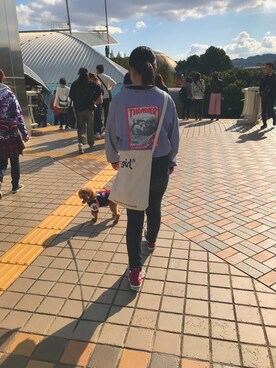 「アイテム（ペットウェア）」を使った、momoさん（レディース・157cm）の秋コーディネート