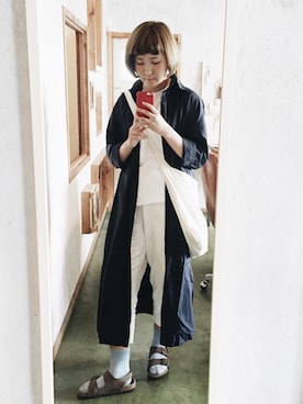 「CUBE SUGAR（キューブシュガー）のアイテム（シャツワンピース）」を使った、Meiさん（レディース・158cm）の冬コーディネート
