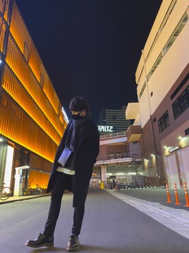 「Dr. Martens（ドクターマーチン）のアイテム（モカシン/デッキシューズ）」を使った、明智光秀さん（メンズ・168cm）の冬コーディネート