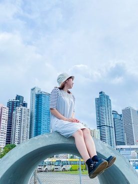 「oversize」｜「アイテム（その他シューズ）」を使った、teemo3oさん（レディース・150cm）の夏コーディネート