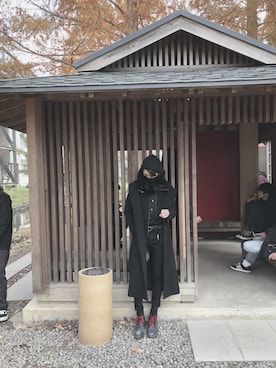 「真っ黒コーデ」｜「アイテム（ブルゾン）」を使った、レイさん（メンズ・174cm）の秋コーディネート