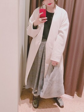 「NICE CLAUP（ナイスクラップ）のアイテム（チェスターコート）」を使った、marieさん（レディース・158cm）の秋コーディネート