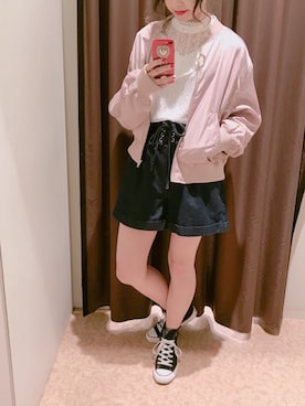 「NICE CLAUP（ナイスクラップ）のアイテム（ブルゾン）」を使った、marieさん（レディース・158cm）の冬コーディネート