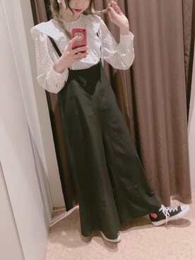 「NICE CLAUP（ナイスクラップ）のアイテム（つなぎ/オールインワン）」を使った、marieさん（レディース・158cm）の冬コーディネート