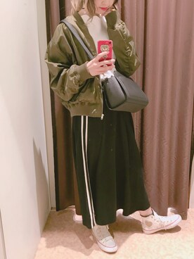 「NICE CLAUP（ナイスクラップ）のアイテム（ブルゾン）」を使った、marieさん（レディース・158cm）の冬コーディネート