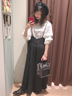 「NICE CLAUP（ナイスクラップ）のアイテム（サロペット/オーバーオール）」を使った、marieさん（レディース・158cm）の春コーディネート