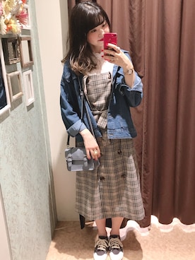 「トレンチ」｜「アイテム（デニムジャケット）」を使った、marieさん（レディース・158cm）の夏コーディネート