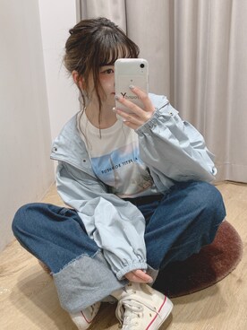 「NICE CLAUP（ナイスクラップ）のアイテム（マウンテンパーカー）」を使った、marieさん（レディース・158cm）の春コーディネート
