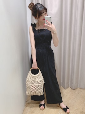 「NICE CLAUP（ナイスクラップ）のアイテム（オールインワン・サロペット）」を使った、marieさん（レディース・157cm）の夏コーディネート