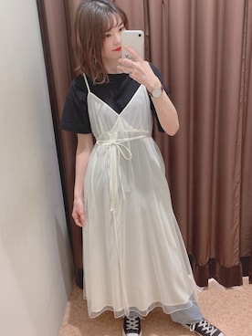 「NICE CLAUP（ナイスクラップ）のアイテム（ワンピース/ドレス）」を使った、marieさん（レディース・158cm）の春コーディネート
