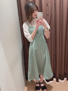 「NICE CLAUP（ナイスクラップ）のアイテム（ワンピース/ドレス）」を使った、marieさん（レディース・158cm）の春コーディネート