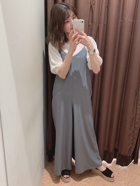 「NICE CLAUP（ナイスクラップ）のアイテム（オールインワン・サロペット）」を使った、marieさん（レディース・158cm）の夏コーディネート