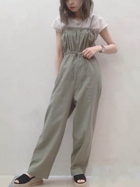 「NICE CLAUP（ナイスクラップ）のアイテム（オールインワン・サロペット）」を使った、marieさん（レディース・158cm）の夏コーディネート
