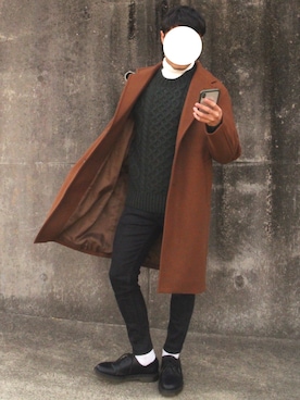 「niko and...（ニコアンド）のアイテム（チェスターコート）」を使った、Takuya🦖さん（メンズ・168cm）の冬コーディネート