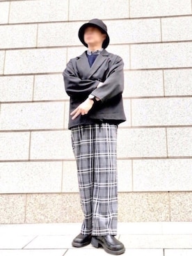 「チェック柄に恋してる」｜「アイテム（アナログ腕時計）」を使った、shinTさん（メンズ・163cm）の秋コーディネート