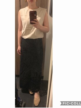 「select MOCA（セレクトモカ）のハイウエストロング丈ペンシルスカート（スカート）」を使った、ももさん（レディース・150cm）の夏コーディネート