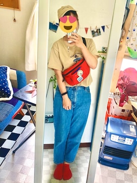 「Honeys（ハニーズ）のアイテム（ボディバッグ/ウエストポーチ）」を使った、るーさん（レディース・163cm）の春コーディネート