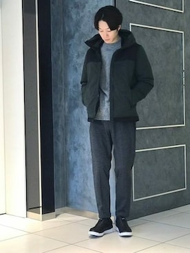 「カシミヤ」｜「アイテム（スラックス）」を使った、fujimoさん（メンズ・175cm）の冬コーディネート