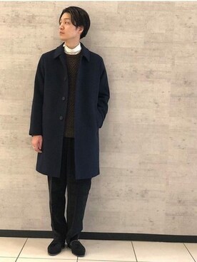 「EDIFICE（エディフィス）のアイテム（スリッポン）」を使った、fujimoさん（メンズ・175cm）の冬コーディネート