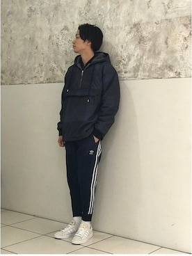 「EDIFICE（エディフィス）のアイテム（マウンテンパーカー）」を使った、fujimoさん（メンズ・175cm）の冬コーディネート