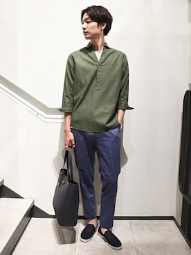 「TOFF&LOADSTONE（トフアンドロードストーン）のアイテム（ショルダーバッグ）」を使った、fujimoさん（メンズ・175cm）の夏コーディネート