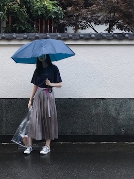 「ネイビー×ピンク」｜「アイテム（スカート）」を使った、hさん（レディース・165cm）の夏コーディネート